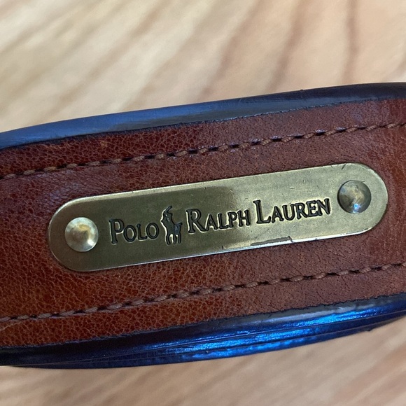 Men’s Ralph Lauren Leather Belt Brown Brass Buckle distressed classic vintage - Picture 2 of 13